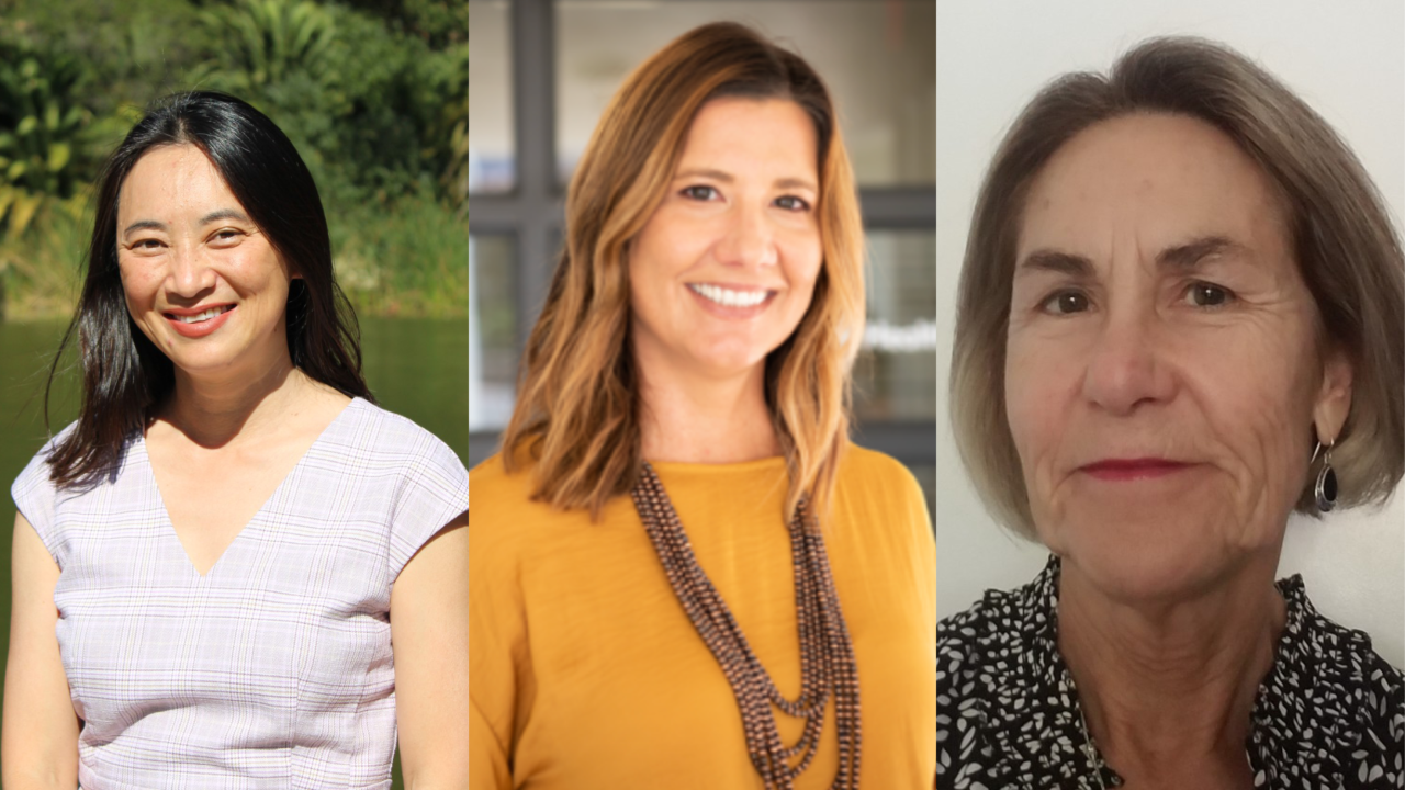 Headshots of three women smiling.